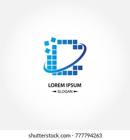 Pixel swoosh initial letter C creative logo for company brand
