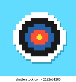 Pixel target. 8-bit style. Achieving business goals. Success. Vector illustration