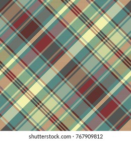 Pixel tartan check fabric texture seamless pattern. Vector illustration.