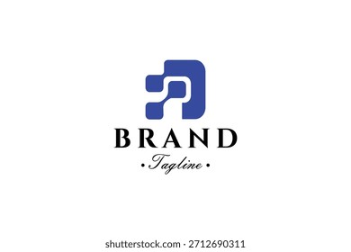 Logotipo de la letra D de la tecnología del píxel con estilo plano moderno del diseño