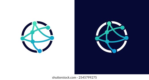 Vetor de conceito de design de logotipo de tecnologia Pixel, símbolo de logotipo de rede de Internet, logotipo de fio digital