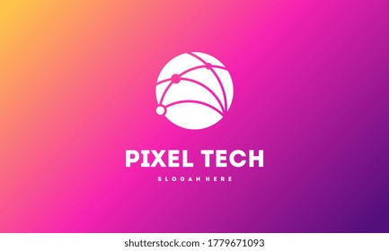 Logo de la tecnología de píxeles diseños vectores de concepto, símbolo del logotipo de Internet de red, logotipo de Digital Wire