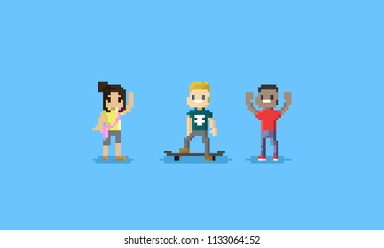Pixel Teen Character.youth Day.8bit.