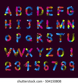 Pixel text and Pixel alphabet. Vector