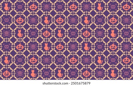 pixel textile halloween pattern design