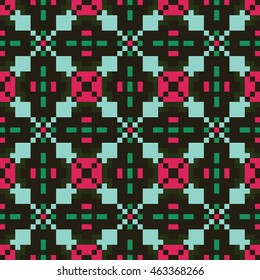 The pixel texture. Boho-chic fashion. Abstract geometric ornaments. Vector illustration. Pixel pattern for dress, bag, paper cup, phone case