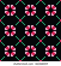 The pixel texture. Boho-chic fashion. Abstract geometric ornaments. Vector illustration.