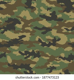 
Pixel texture camouflage military pattern repeat print vector illustration. Fashionable design.