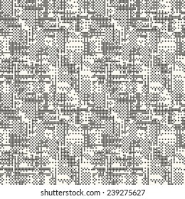 Pixel  textured noisy geometric background. Seamless pattern. Vector.