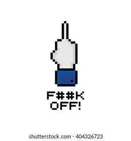 pixel theme hand gesture sign vector art illustration