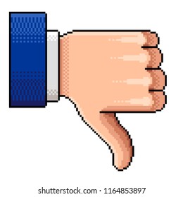 Pixel thumb down dislike detailed isolated vector