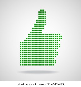 Pixel thumb up isolated on white background. Vector illustration. Eps 10