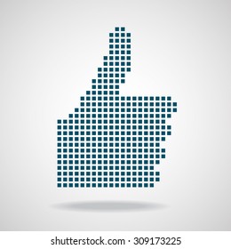 Pixel thumb up isolated on white background. Vector illustration. Eps 10