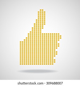 Pixel thumb up isolated on white background. Vector illustration. Eps 10