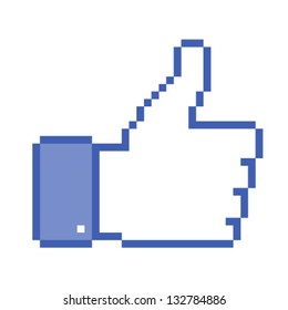 Pixel  thumb up, vector illustration