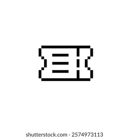 pixel ticket icon. Vector pixel art booking ticket 8 bit for game company logo template 
