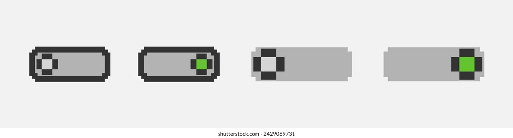 Pixel toggle switch icon set