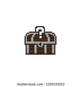 Pixel treasure chest with question sign.8bit.
