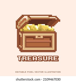 Pixel treasure design icon vector illustration for video game asset, motion graphic and others