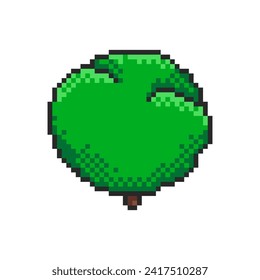 Pixel tree 8-bit icon, isolated vector illustration for pixel games.