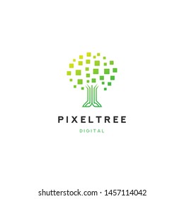 Pixel Tree Digital Logo Vector Icon