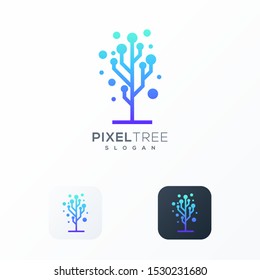 pixel tree logo design ready to use