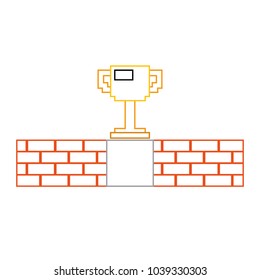 pixel trophy prize game brick wall