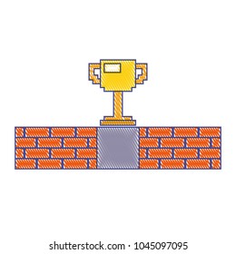 pixel trophy prize game brick wall