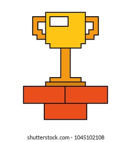 pixel trophy prize game brick wall