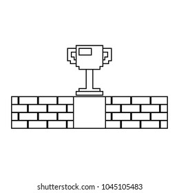 pixel trophy prize game brick wall