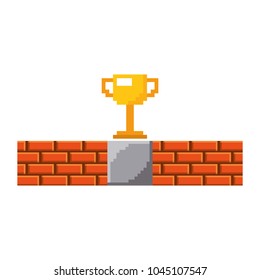 pixel trophy prize game brick wall