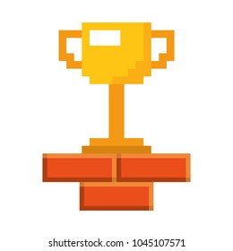 pixel trophy prize game brick wall