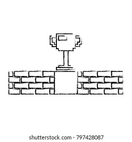 pixel trophy prize game brick wall