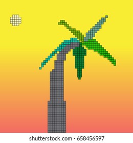 Pixel tropical landscape