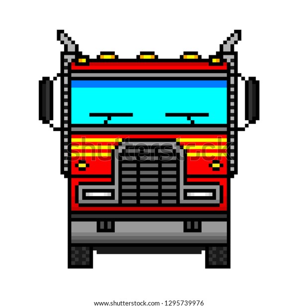 Pixel truck. Front view. Vector image. Isolated\
object on white background. Isolated object on a white background.\
Isolate.
