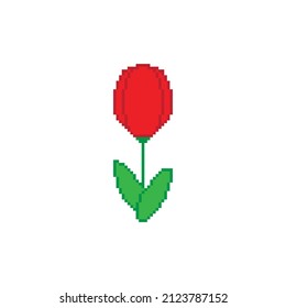 pixel tulip icon vector sign for 8 bit games