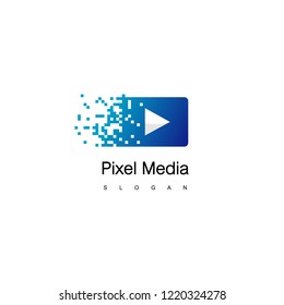 Pixel TV Logo, Streaming Media Logo Design Vector