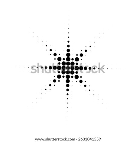 Pixel twinkling star. Sparcle, firework burst, y2k star, glitter halfton dot effect. Game art pixel design element. Vector pixel illustration
