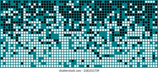 Pixel of two colours. Background from black squares. Falling squares in pixel style. Vector illustration