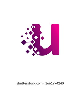 Pixel U Letter Logo design, Creative Vector Template symbol
