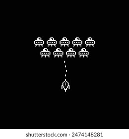 pixel ufo spaceship   vector icon pixel element for 8 bit space arcade game