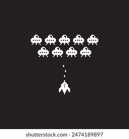 pixel ufo spaceship   vector icon pixel element for 8 bit space arcade game