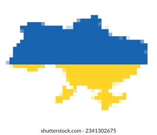Pixel. Karte der Ukraine. Vektorgrafik
