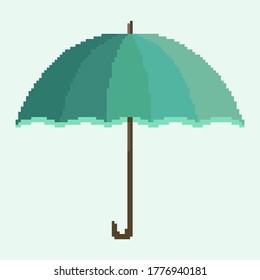 Pixel umbrella icon. Pixel art 8 bit