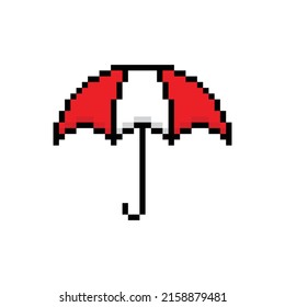 pixel umbrella icon.  Vector pixel art umbrella 8 bit logo for game
