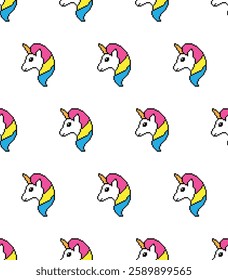  pixel unicorn Seamless Pattern vector  background  pixel art for 8 bit game