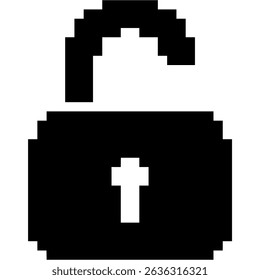 Pixel unlock padlock icon vector for open security access and digital permission. Ideal for app setting visuals, access granted UI, and protected content illustrations. - Powered by Shutterstock - Get 15% off with code: PIKWIZARD15