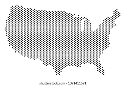 Pixel USA map. Vector geographic scheme. Cartographic composition of USA map created with circle items.