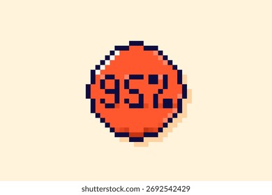 Pixel user interface button. Red speech bubble with 95 percent.