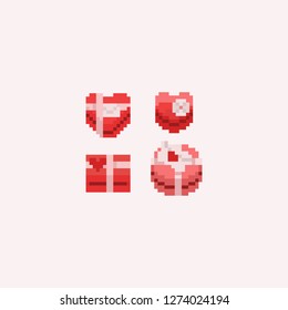Pixel valentine Geschenkbox.Valentinstag.8bit.